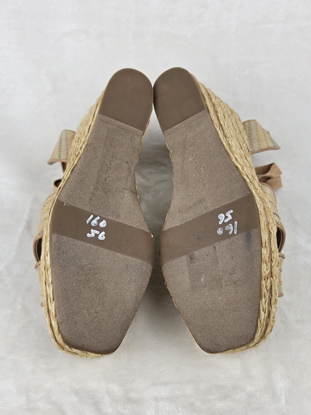 Sam Edelman Vaughn Espadrille Wedge Sandals Womens 9.5 Tan Gold Ankle Tie - Picture 6 of 8